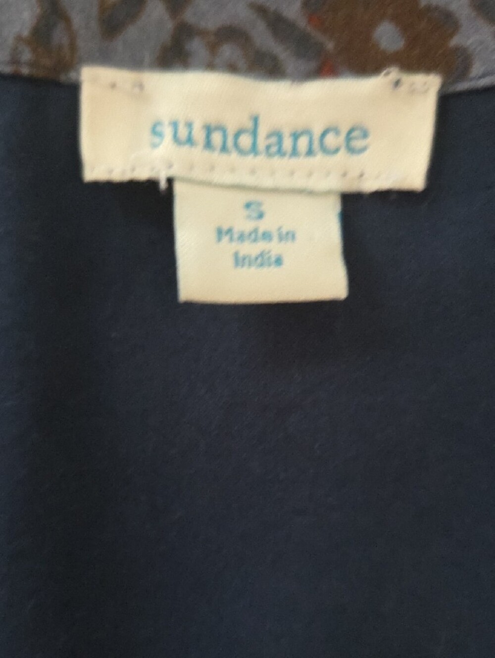 Sundance Navy Blue Tunic Dress with Subtle Patterned Yoke - Picture 6 of 7